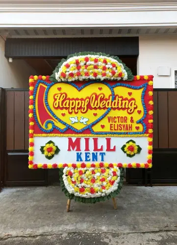 Papan Bunga Pernikahan benda