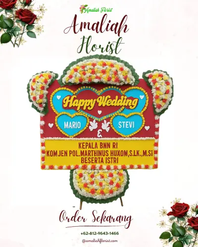 Karangan Papan Bunga Pernikahan benda